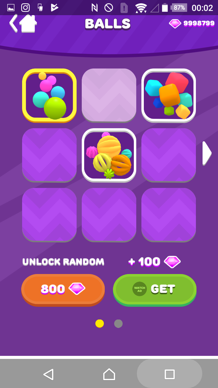 Sand Balls showing the new amount of gems in-game